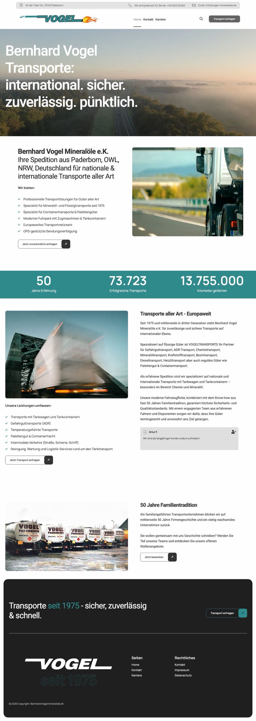 Vogel Transporte — Desktop
